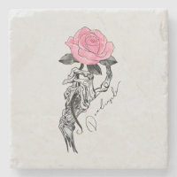 Goth Squelette Main Avec Rose Rose Rose | Décès à 
