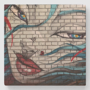 Dessous-de-verre En Pierre Graffiti de fille asiatique 