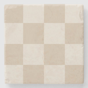 Dessous-de-verre En Pierre Grand Checkers Beige