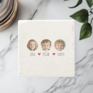 Dessous-de-verre En Pierre Grand-père personnalisé EST 2025 avec les visages 