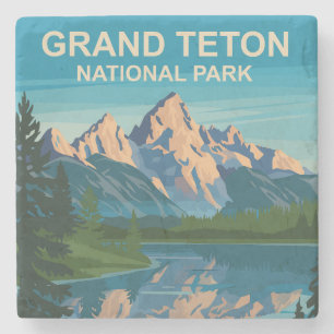 Dessous-de-verre En Pierre Grand Teton National Park Paysage Art de Voyage