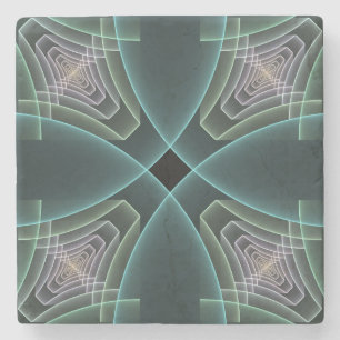 Dessous-de-verre En Pierre Graphique géométrique Turquoise moderne