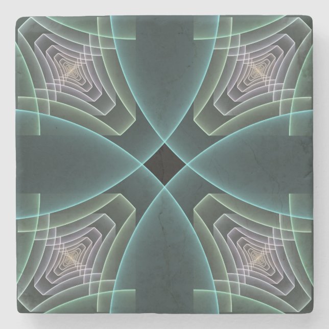 Dessous-de-verre En Pierre Graphique géométrique Turquoise moderne (Devant)