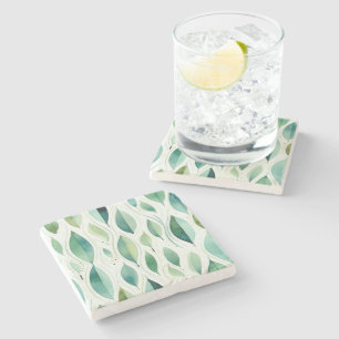 Dessous-de-verre En Pierre Green Glam Gold Feuilles Abstrait