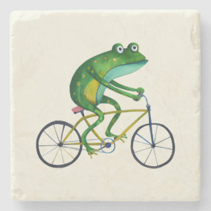 Dessous-de-verre En Pierre Grenouille Sur Vélo