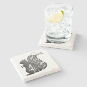 Dessous-de-verre En Pierre Gris scandinave d'art d'écureuil