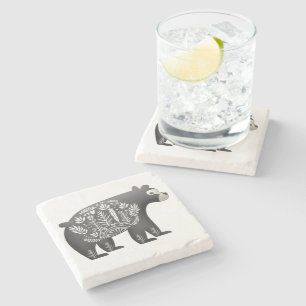 Dessous-de-verre En Pierre Gris scandinave d'art d'ours