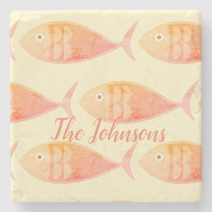 Dessous-de-verre En Pierre Groupe de poissons saumons