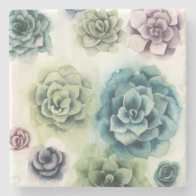 Dessous-de-verre En Pierre Groupe de succulents (Devant)