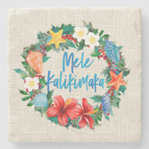 Dessous-de-verre En Pierre Guirlande hawaïenne de Noël de Mele Kalikimaka