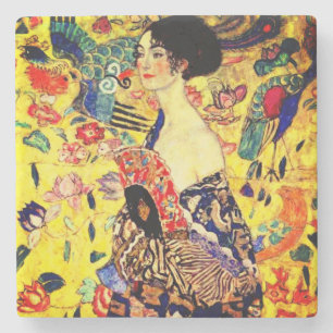Dessous-de-verre En Pierre Gustav Klimt Dame au éventail