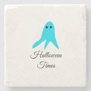 Dessous-de-verre En Pierre Halloween temps bleu fantôme gribouiller main dess