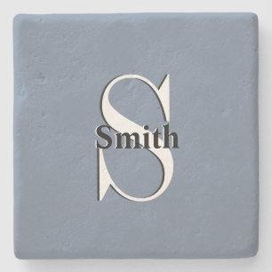 Dessous-de-verre En Pierre HAMbyWG Monogramme gris - bleu