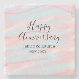 Dessous-de-verre En Pierre Happy anniversary wedding name date year pastel