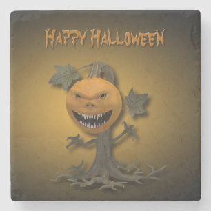 Dessous-de-verre En Pierre Happy Halloween Citrouille Tree
