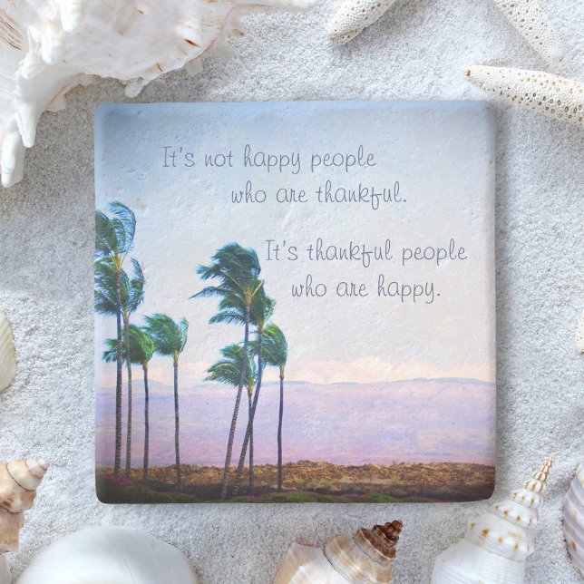 Dessous-de-verre En Pierre Hawaii Palm Tree Photo Remerciements Happful Peopl (Créateur téléchargé)