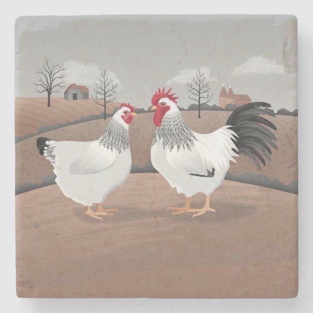 Dessous-de-verre En Pierre Hen & Rooster (Devant)
