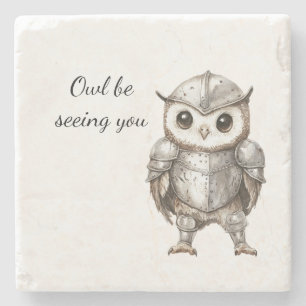 Dessous-de-verre En Pierre Hibou chevalier en armure brillante