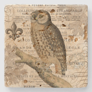 Dessous-de-verre En Pierre hibou français vintage moderne