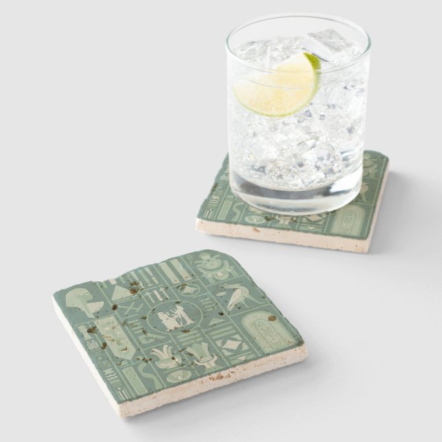 Dessous-de-verre En Pierre Hiéroglyphes égyptiens antiques (Côté)