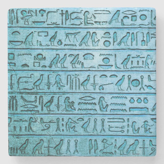 Dessous-de-verre En Pierre Hiéroglyphes égyptiens antiques bleu (Devant)