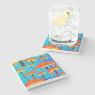 Dessous-de-verre En Pierre Hippie Dreamy Retro Vibe Enchanter Champignons