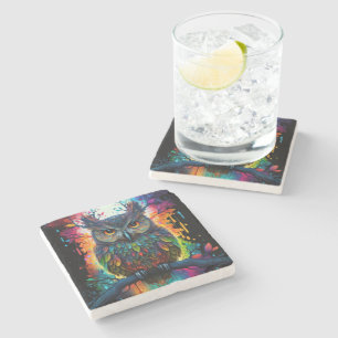 Dessous-de-verre En Pierre Hippy Owl, Imaginaire psychédélique