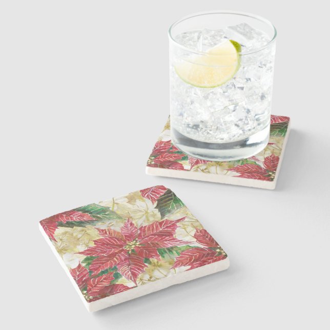 Dessous-de-verre En Pierre Holiday Poinsettia (Côté)