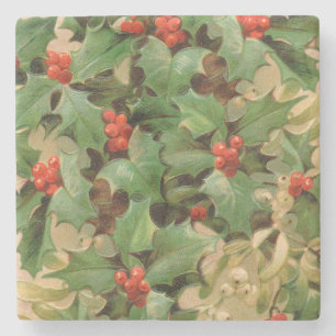Dessous-de-verre En Pierre Holly Tree Noël Vintage