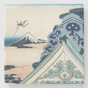 Dessous-de-verre En Pierre Honganji Temple Vista du Mont Fuji Bois japonais