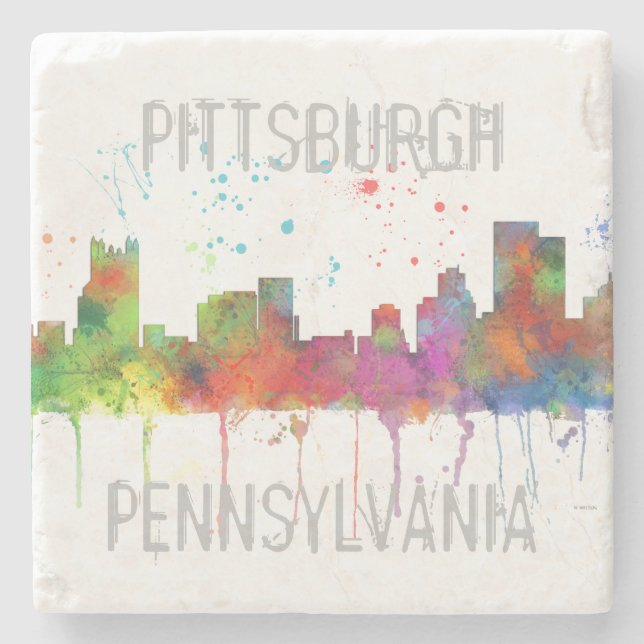 DESSOUS-DE-VERRE EN PIERRE HORIZON DE PITTSBURGH PENNSYLVANIE (Devant)