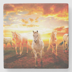 Dessous-de-verre En Pierre Horses at sunset throw pillow