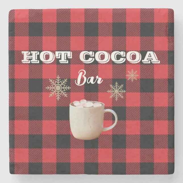 Dessous-de-verre En Pierre Hot Cocoa Bar Check Mountain (Devant)