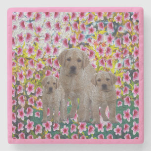 Dessous-de-verre En Pierre Huile de peinture de chiot Labrador,