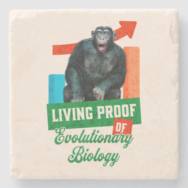 Dessous-de-verre En Pierre Humour de biologie évolutionniste drôle de chimpan (Devant)