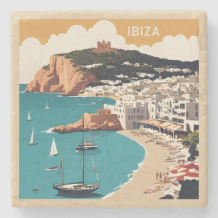 Dessous-de-verre En Pierre Ibiza, Espagne Affiche de voyage