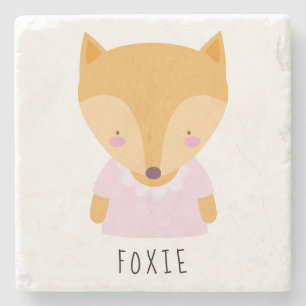 Dessous-de-verre En Pierre Illustration Cute Fox - Personnalisable