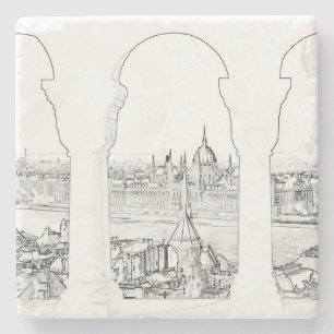 Dessous-de-verre En Pierre Illustration de Budapest et du parlement hongrois