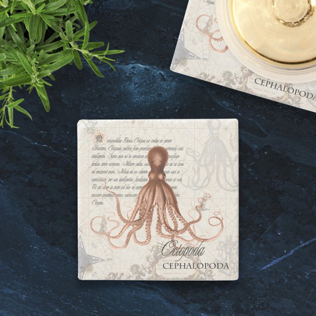 Dessous-de-verre En Pierre Illustration de 🐙 de pieuvre Vintage (Illustration of Vintage Octopus 🐙 Stone Coaster
)