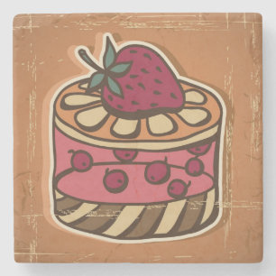 Dessous-de-verre En Pierre Illustration de gâteau dans le rétro style