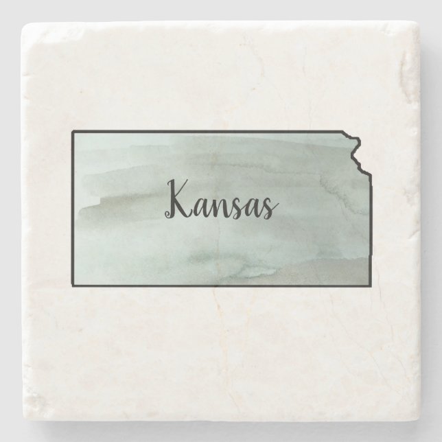Dessous-de-verre En Pierre Illustration de l'État du Kansas (Devant)