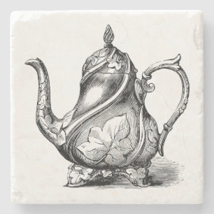 Dessous-de-verre En Pierre Illustration de théière vintage
