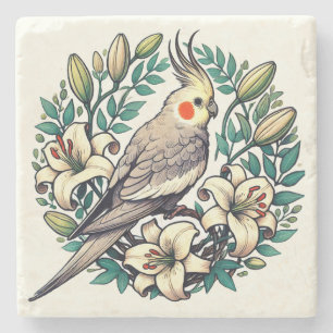 Dessous-de-verre En Pierre Illustration d'oiseaux de Cockatiel