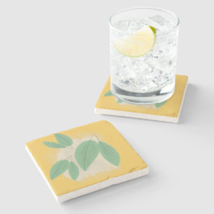 Dessous-de-verre En Pierre Illustration jaune Feuille Abstraite