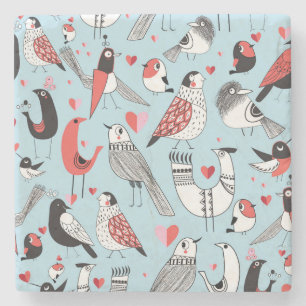 Dessous-de-verre En Pierre Illustrations amusantes d'oiseaux, graphisme sans 