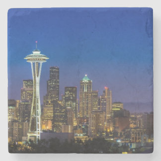 Dessous-de-verre En Pierre Image d'horizon de Seattle en quelques heures de