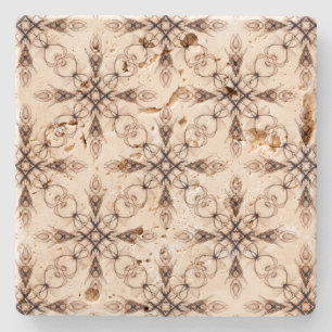 Dessous-de-verre En Pierre Imaginaire médiéval Sepia Fractal Art