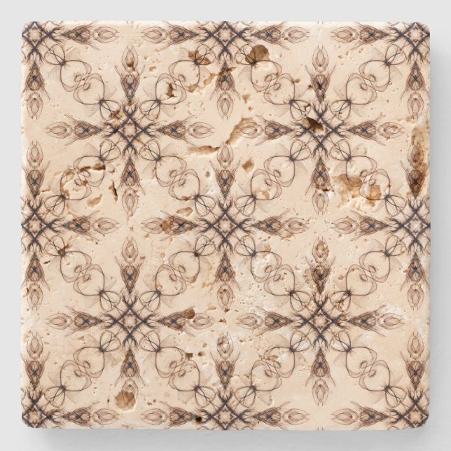 Dessous-de-verre En Pierre Imaginaire médiéval Sepia Fractal Art (Devant)