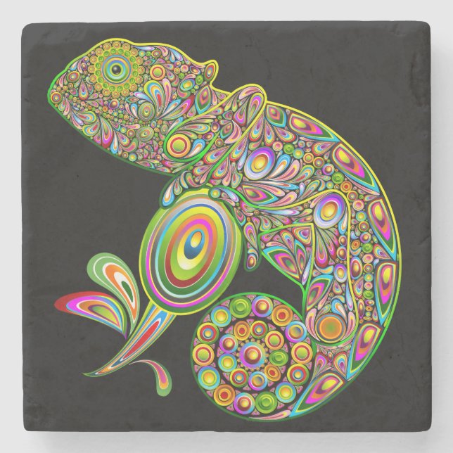 Dessous-de-verre En Pierre Imaginaire psychédélique de Chameleon (Devant)