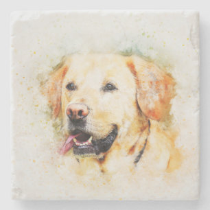 Dessous-de-verre En Pierre Impression de chien peint
